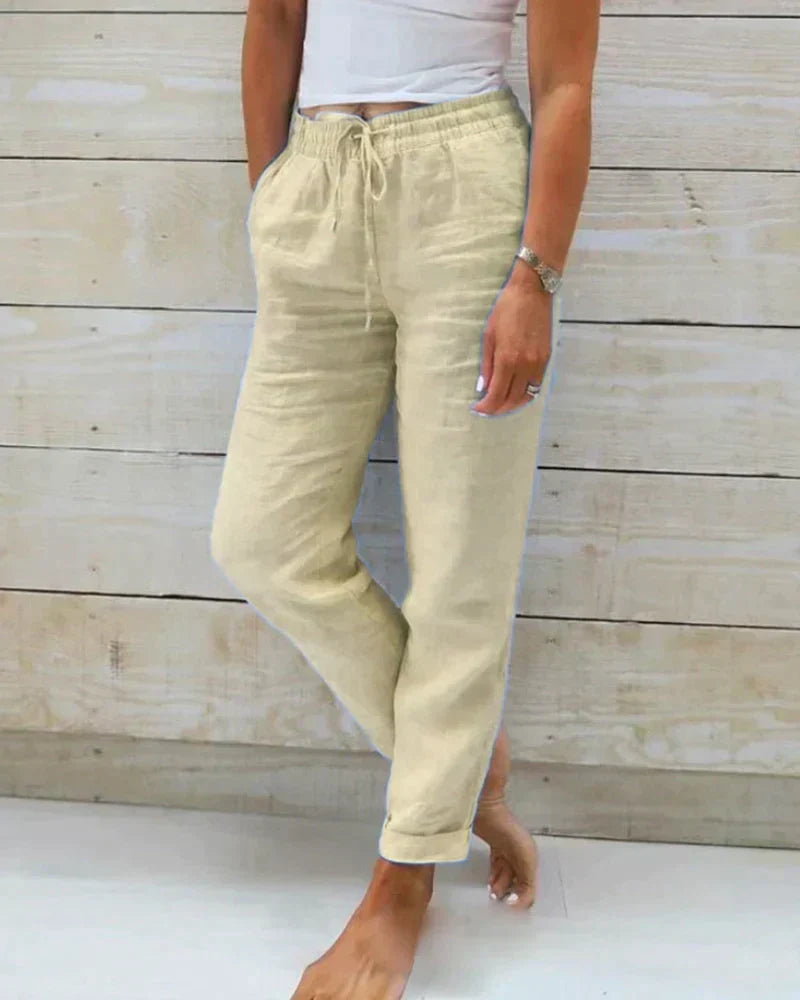 Women's Relaxed Fit Linen Drawstring Trousers