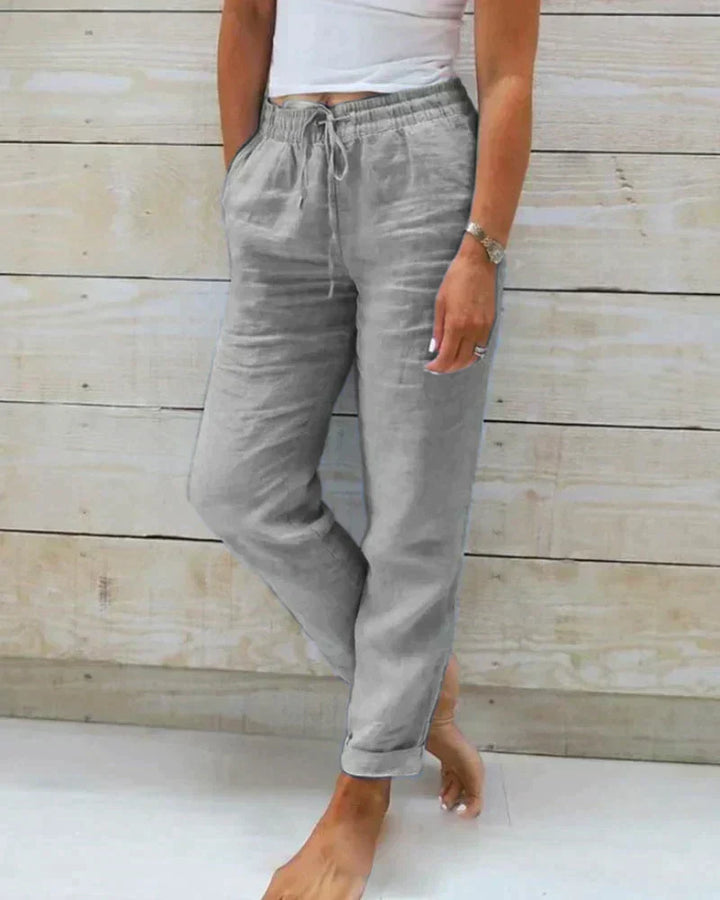 Women's Relaxed Fit Linen Drawstring Trousers