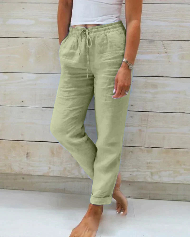 Women's Relaxed Fit Linen Drawstring Trousers