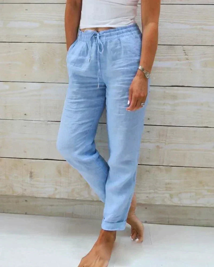 Women's Relaxed Fit Linen Drawstring Trousers