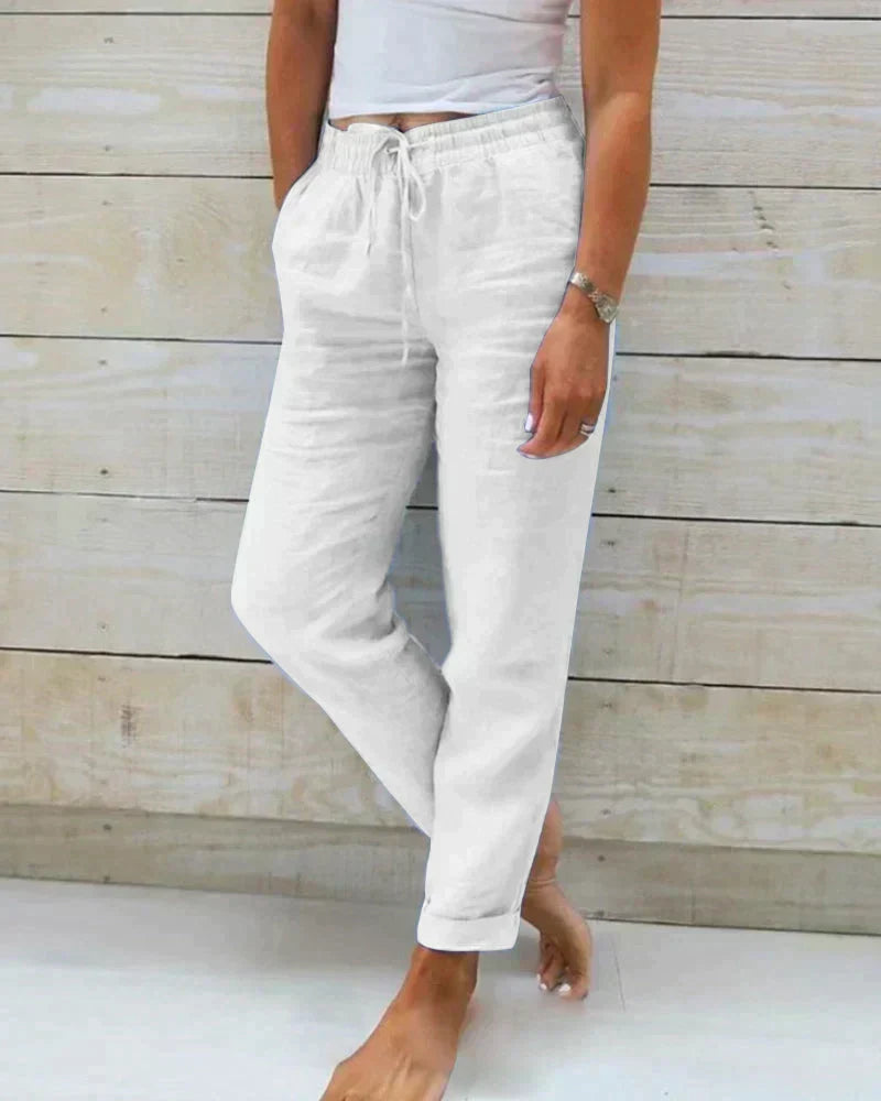 Women's Relaxed Fit Linen Drawstring Trousers