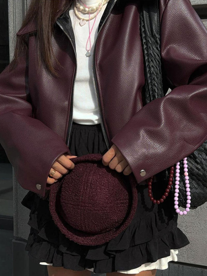 Women's Luxe Faux Leather Bomber Jacket