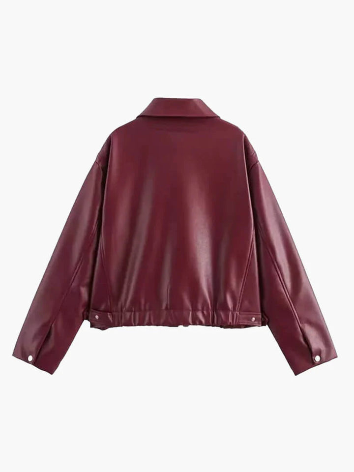 Women's Luxe Faux Leather Bomber Jacket