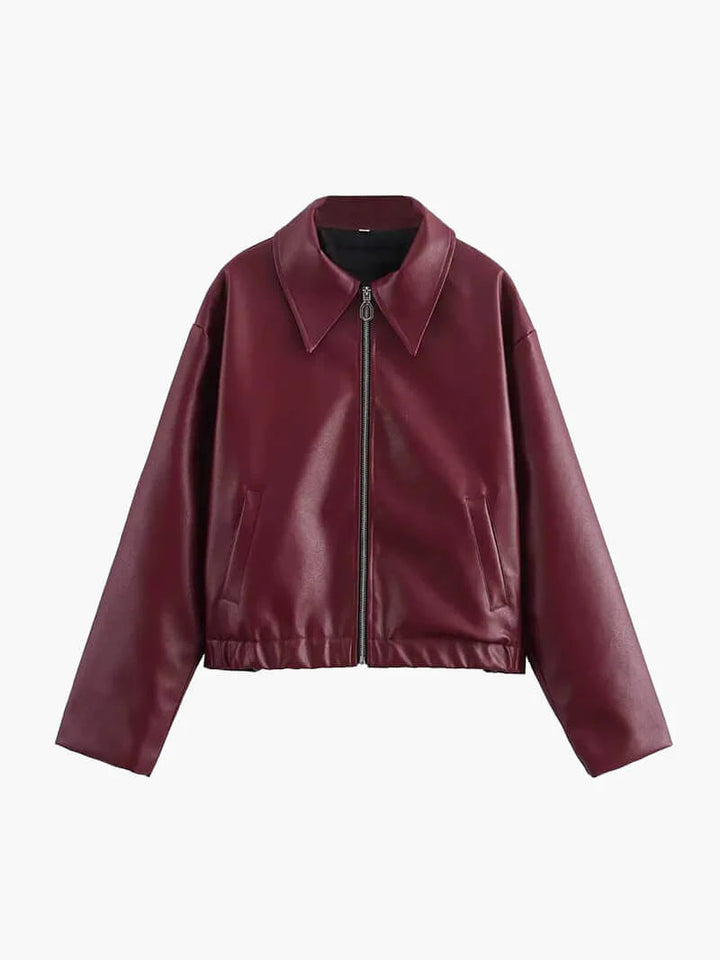 Women's Luxe Faux Leather Bomber Jacket