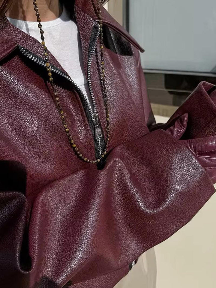 Women's Luxe Faux Leather Bomber Jacket