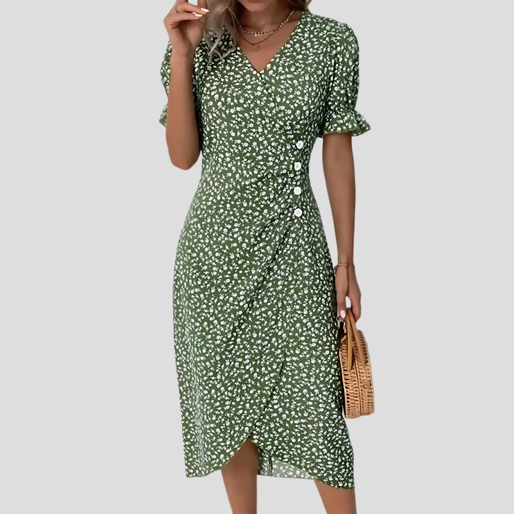 Women's Botanical Print Midi Dress