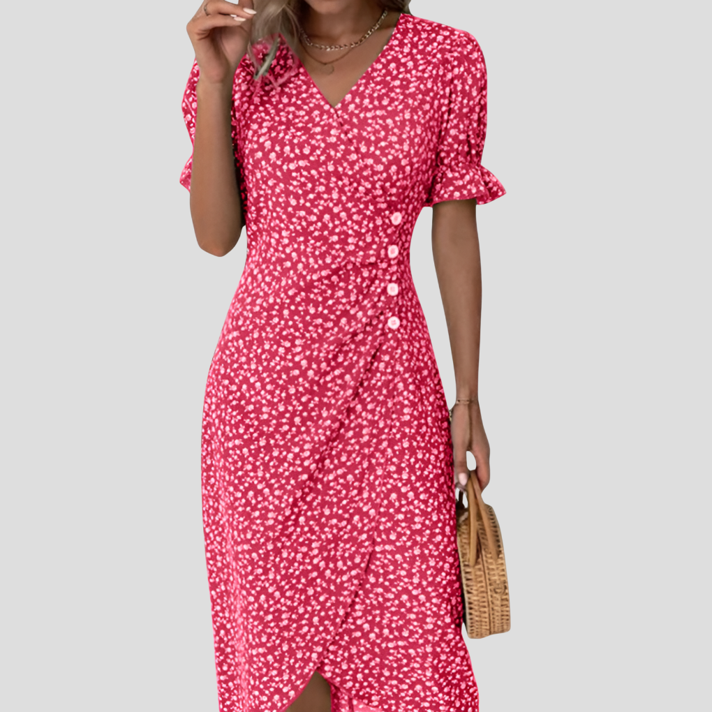 Women's Botanical Print Midi Dress