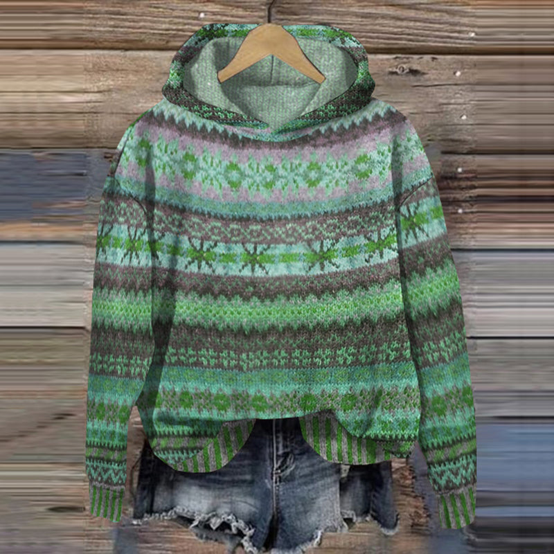 Women's Cozy Nordic Print Knit Sweatshirt