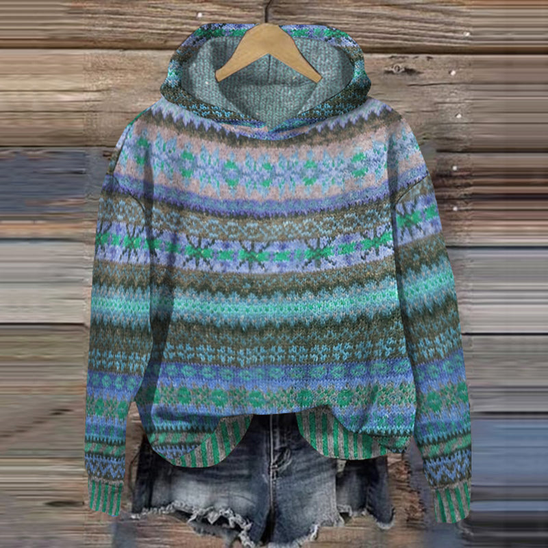 Women's Cozy Nordic Print Knit Sweatshirt