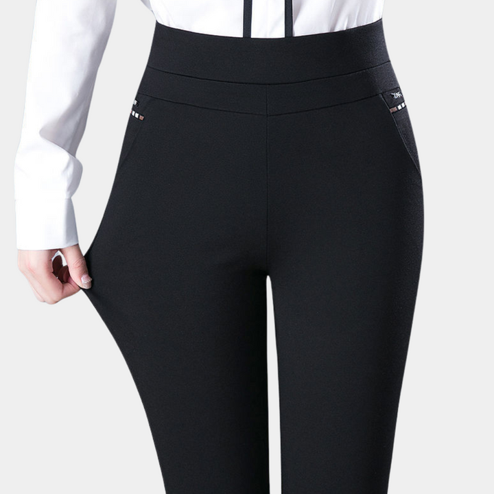 Women's High Waist Stretch Pinstripe Trousers