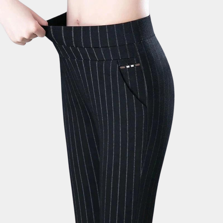 Women's High Waist Stretch Pinstripe Trousers