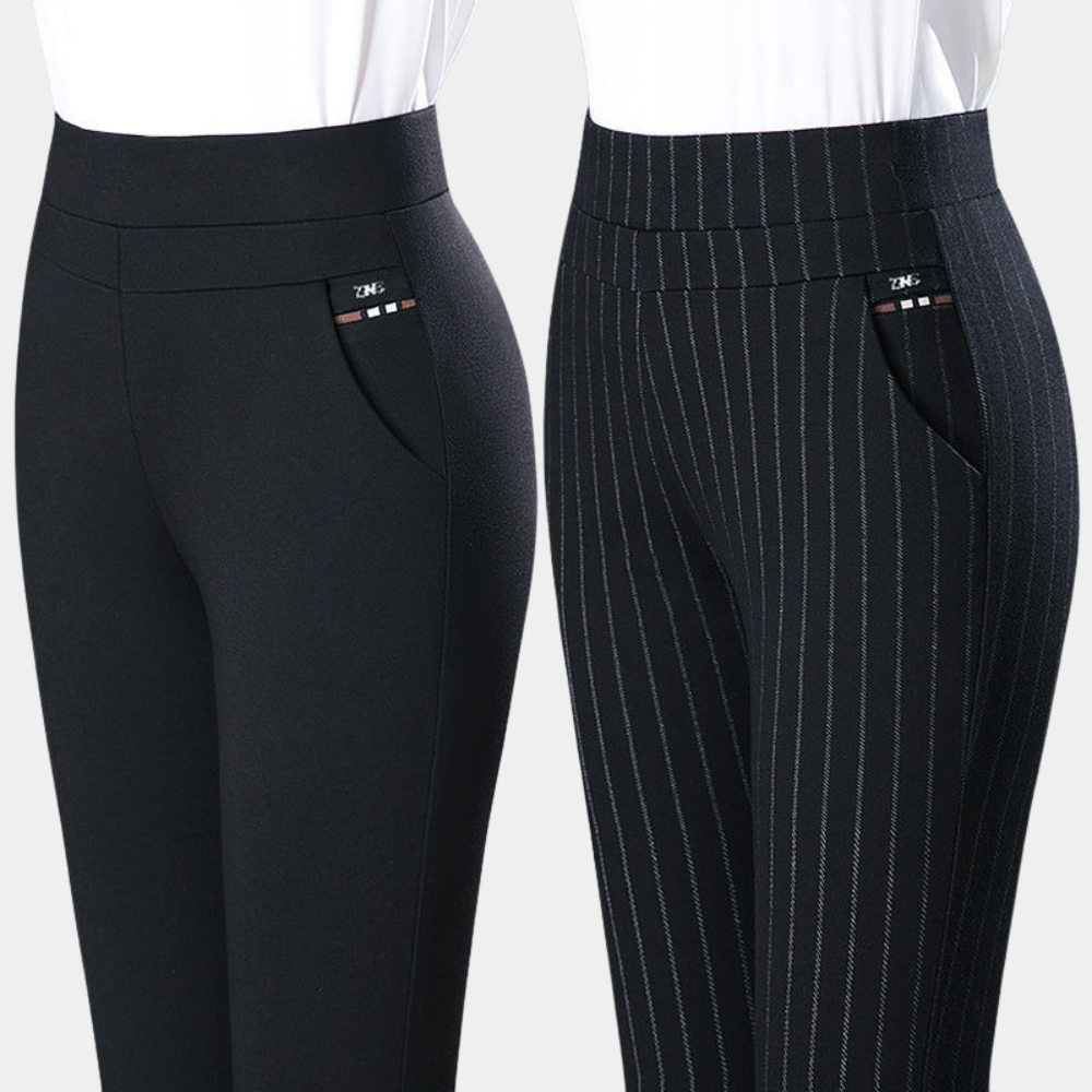 Women's High Waist Stretch Pinstripe Trousers
