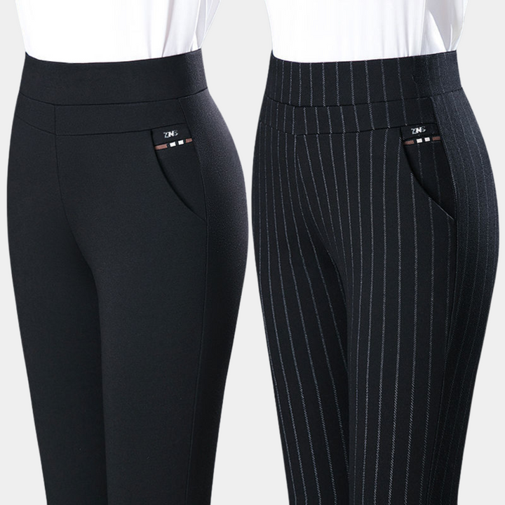 Women's High Waist Stretch Pinstripe Trousers