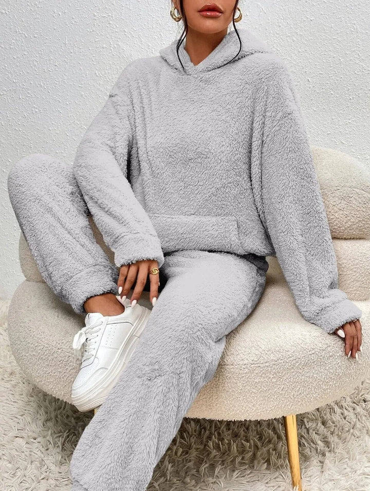 Women's Cozy Plush Hooded Loungewear Set