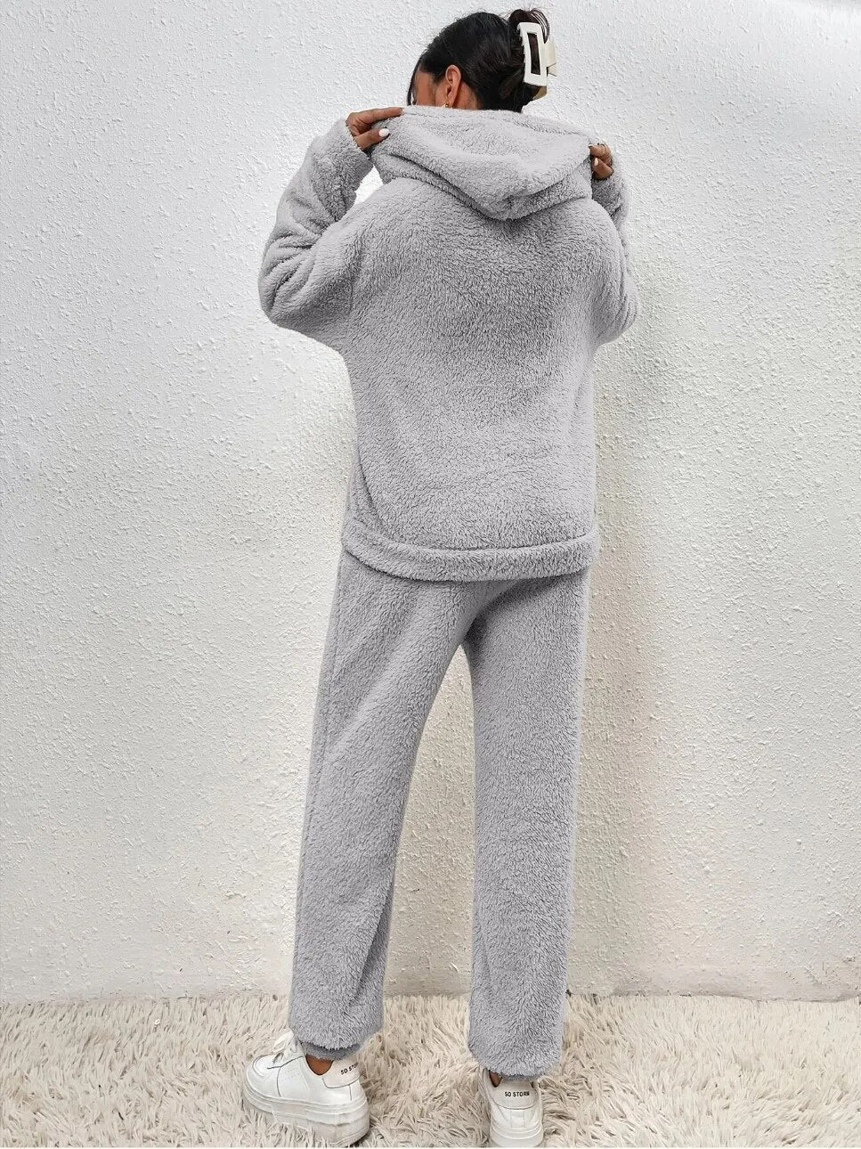 Women's Cozy Plush Hooded Loungewear Set