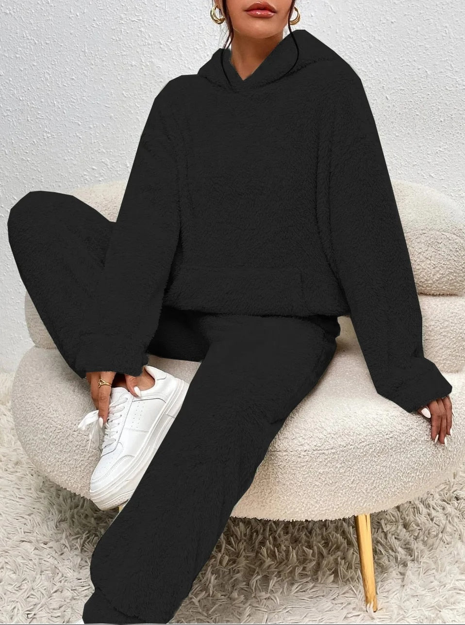 Women's Cozy Plush Hooded Loungewear Set