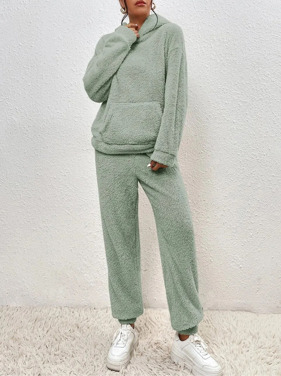 Women's Cozy Plush Hooded Loungewear Set