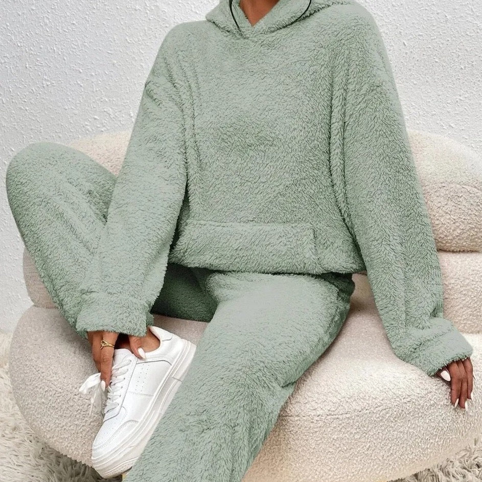 Women's Cozy Plush Hooded Loungewear Set