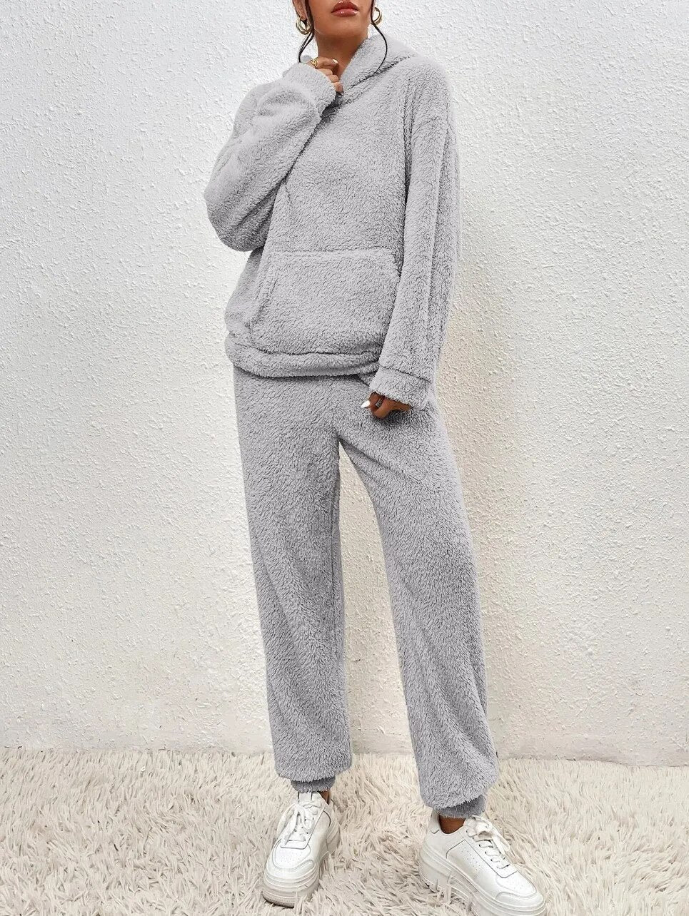 Women's Cozy Plush Hooded Loungewear Set