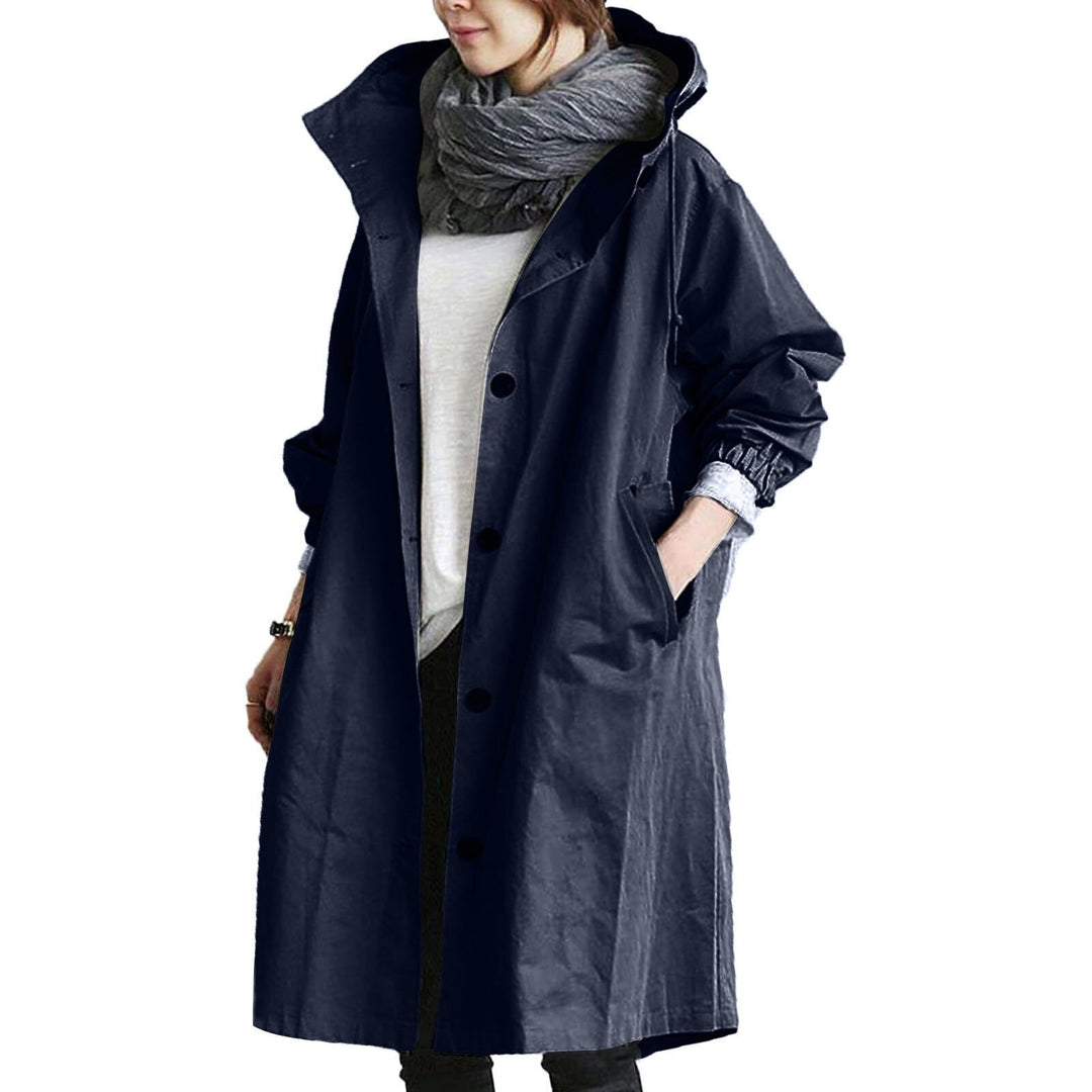 Women's Mid-Length Hooded Rain Jacket