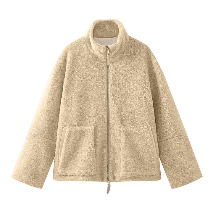 Women's Cozy Relaxed Fit Stand Collar Jacket