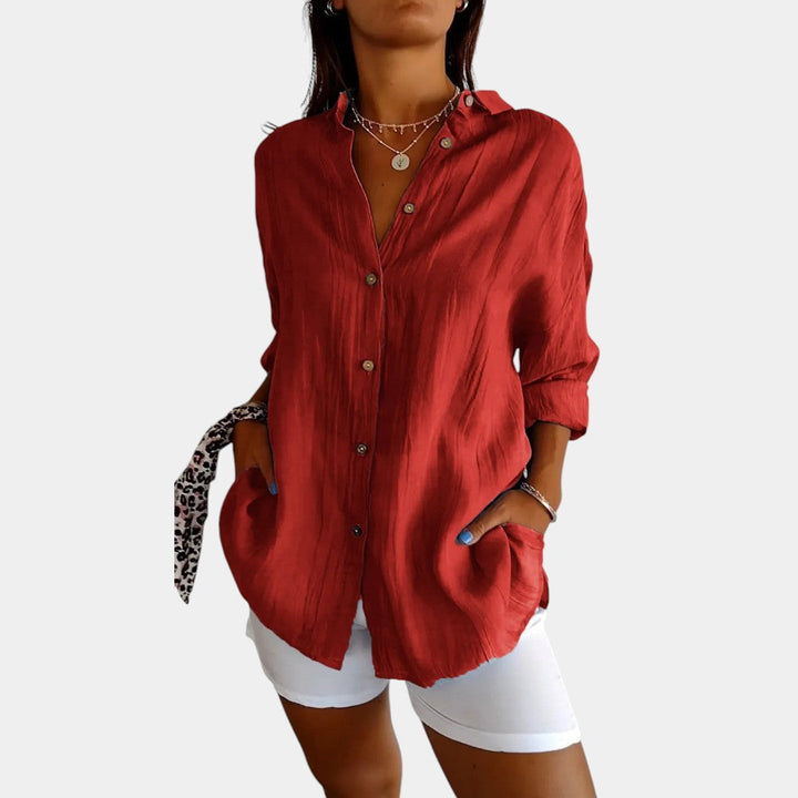 Women's Airy Linen Blend Button-Down Shirt