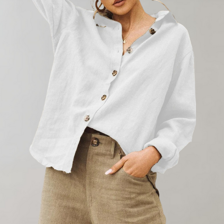 Women's Breezy Linen-Cotton Blend Relaxed Fit Shirt