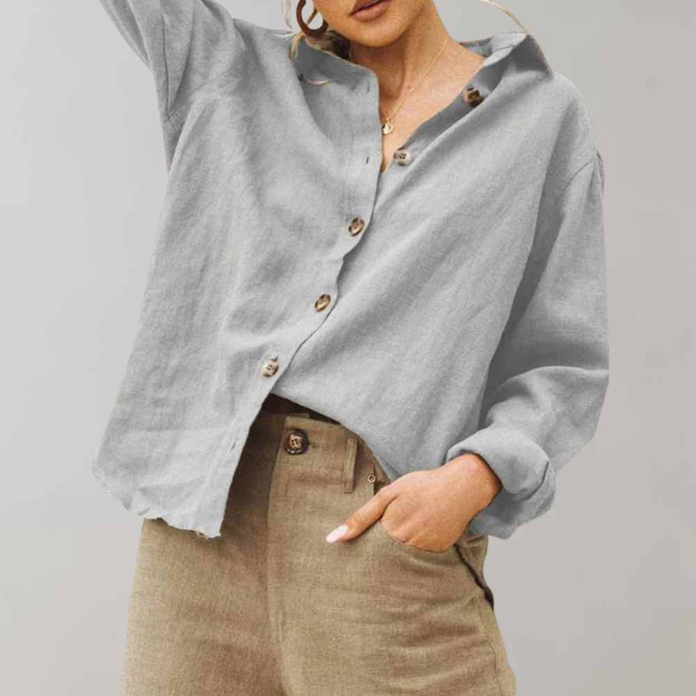 Women's Breezy Linen-Cotton Blend Relaxed Fit Shirt