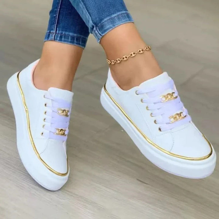 Women's Sneakers with Elegant Chain Accent