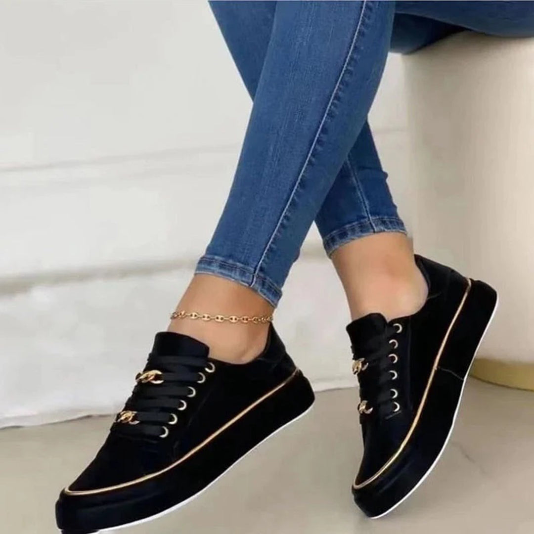 Women's Sneakers with Elegant Chain Accent
