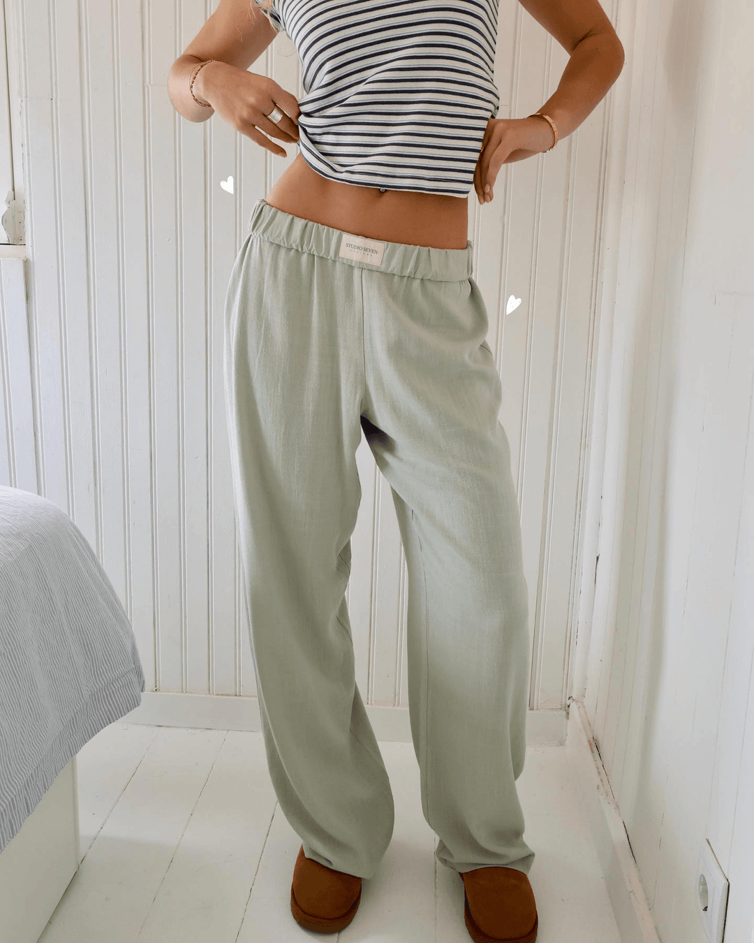 Women's Striped Relaxed Fit Casual Pants