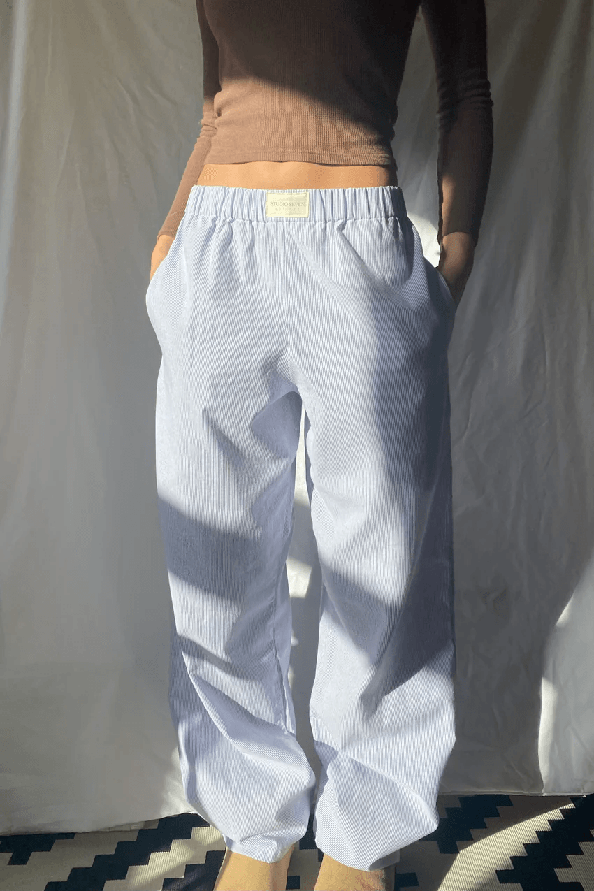 Women's Striped Relaxed Fit Casual Pants