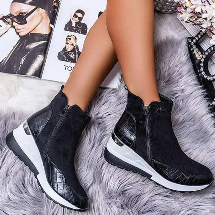 Women's Waterproof Side-Zip Wedge Ankle Boots