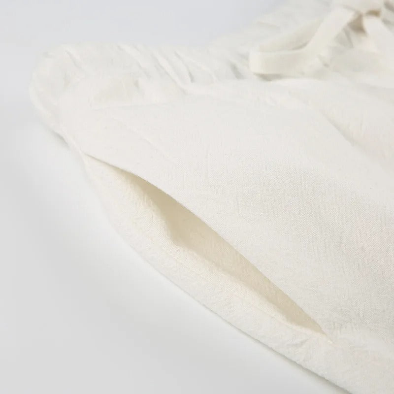 Women's Lightweight Linen Drawstring Wide-Leg Trousers