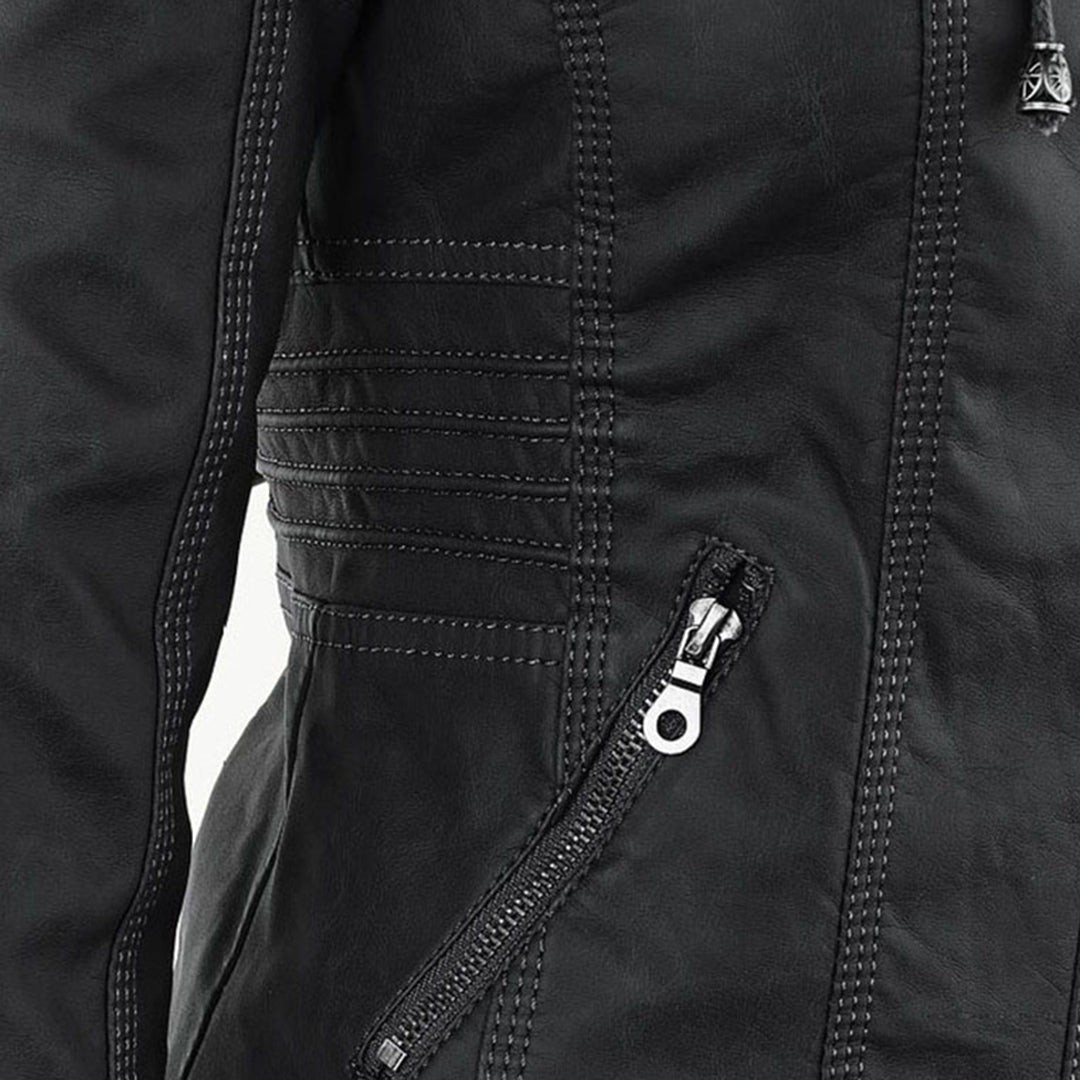 Women's Hooded Faux Leather Jacket