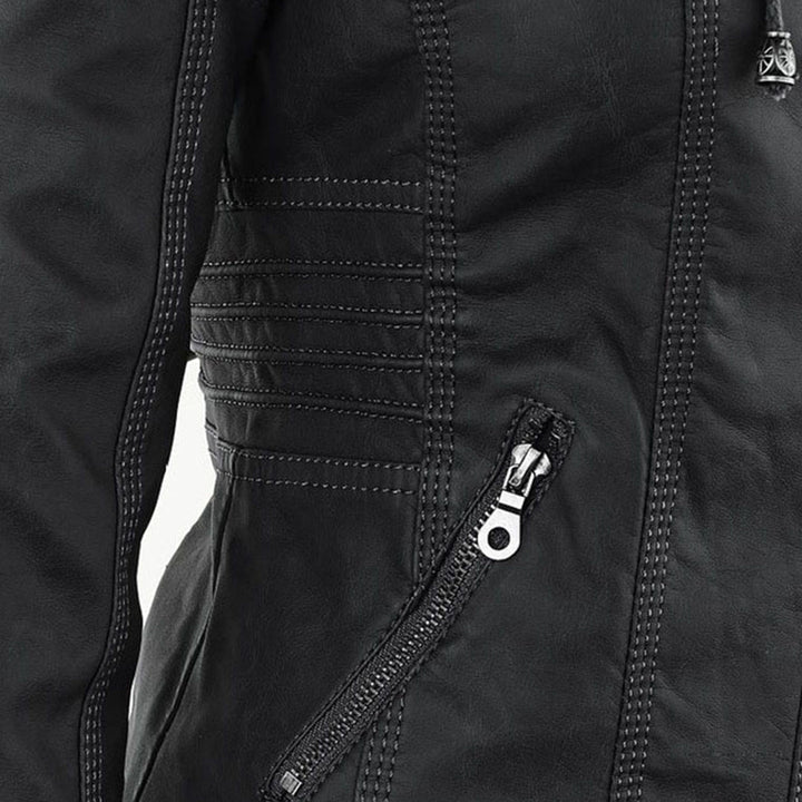 Women's Hooded Faux Leather Jacket