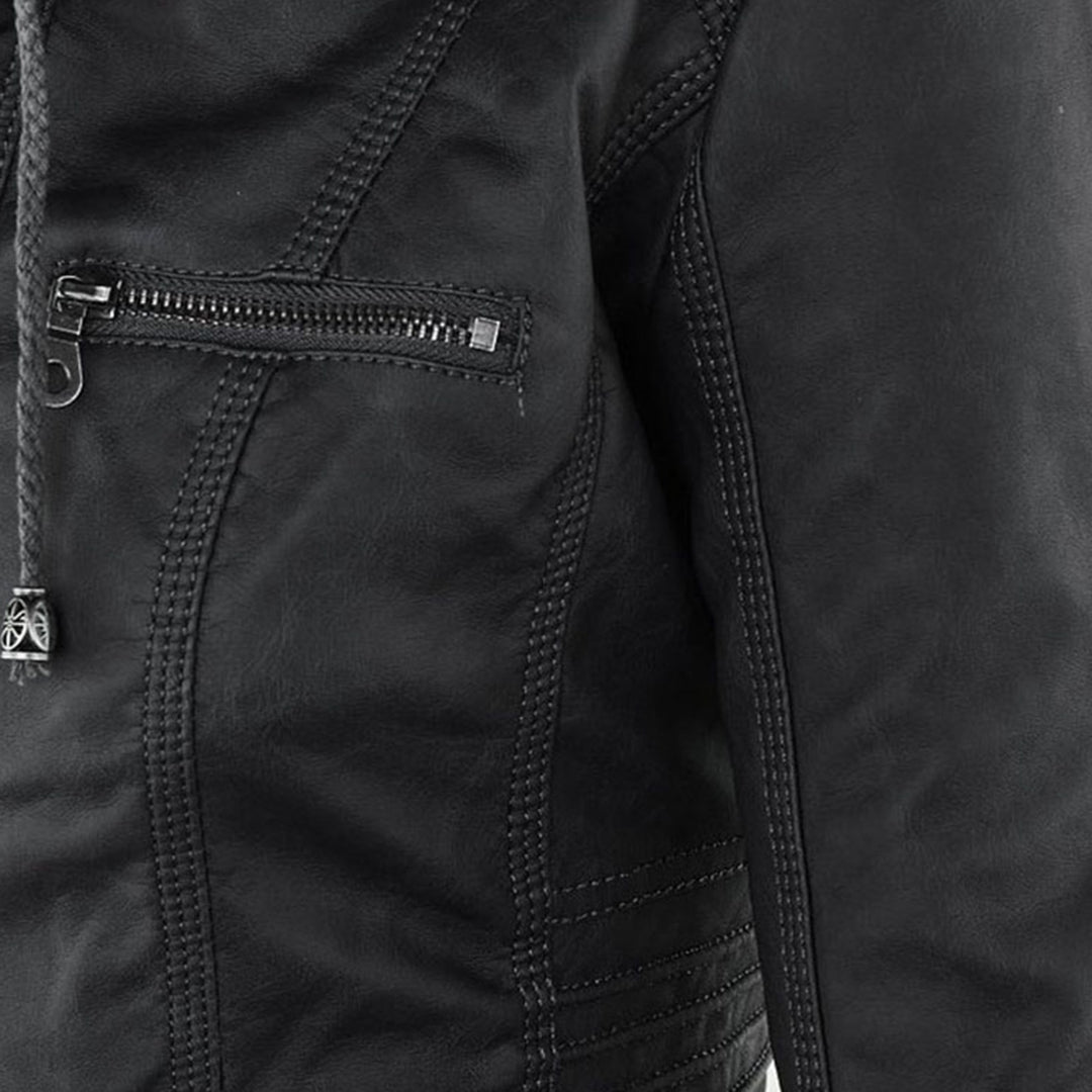 Women's Hooded Faux Leather Jacket