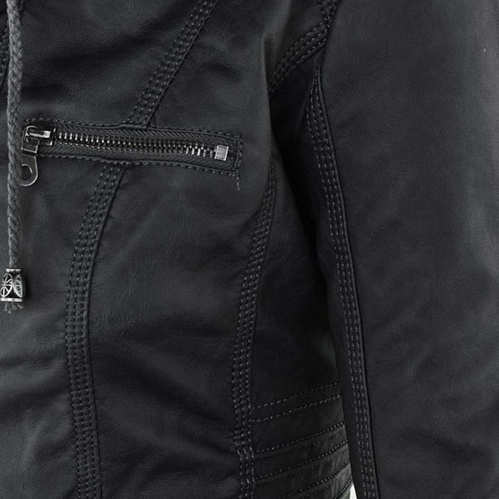 Women's Hooded Faux Leather Jacket