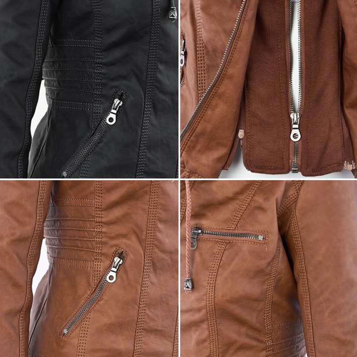 Women's Hooded Faux Leather Jacket