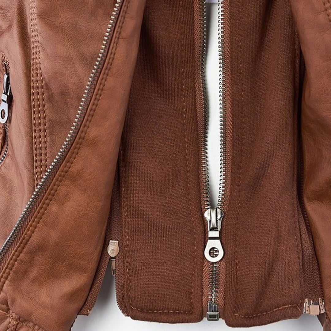 Women's Hooded Faux Leather Jacket