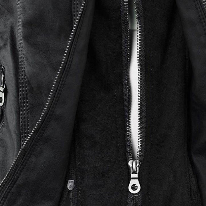 Women's Hooded Faux Leather Jacket