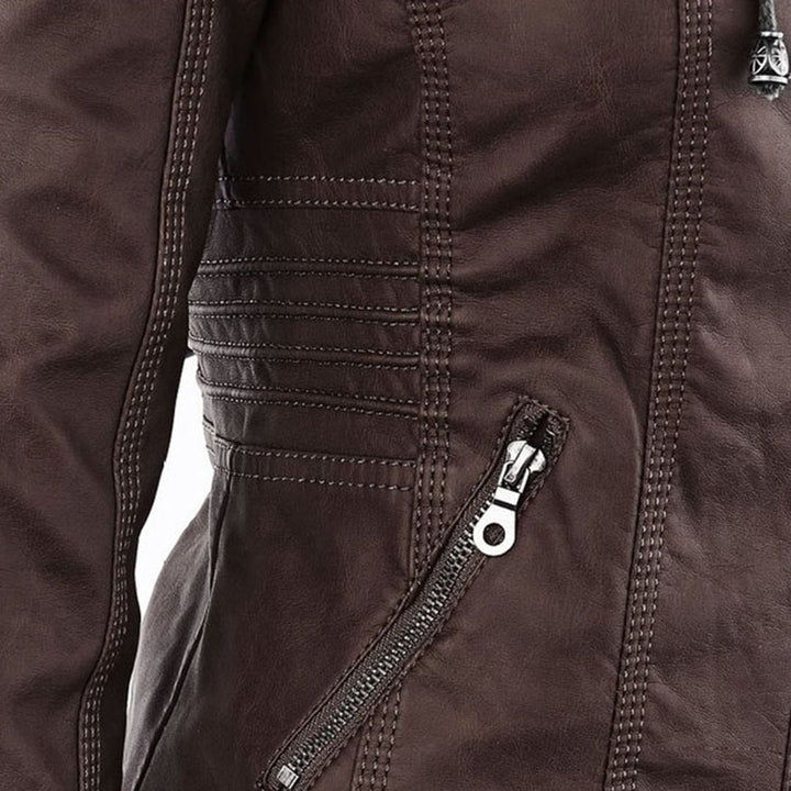 Women's Hooded Faux Leather Jacket