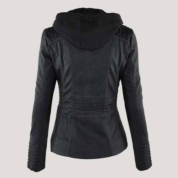Women's Hooded Faux Leather Jacket