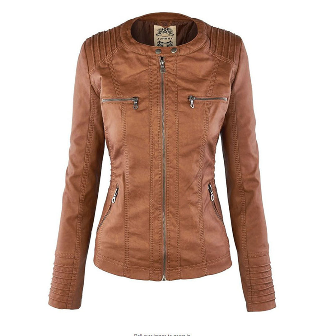 Women's Hooded Faux Leather Jacket