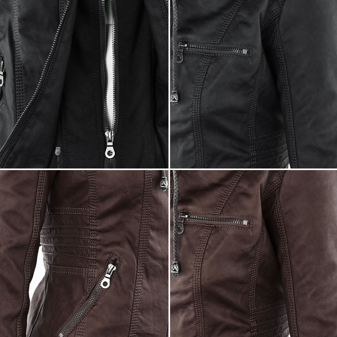Women's Hooded Faux Leather Jacket