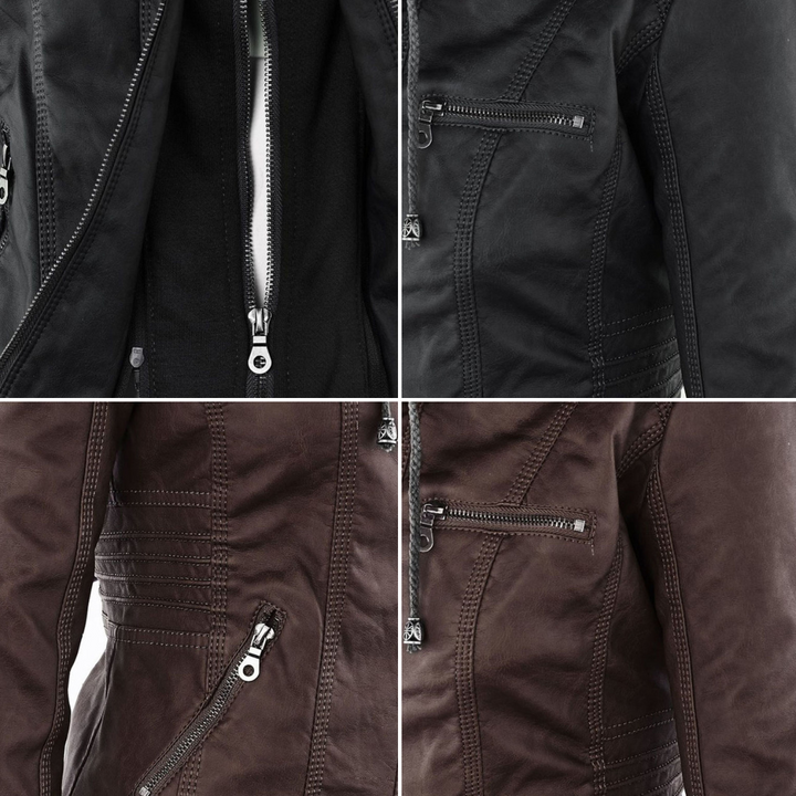 Women's Hooded Faux Leather Jacket