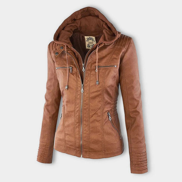 Women's Hooded Faux Leather Jacket