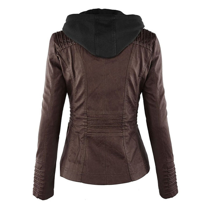 Women's Hooded Faux Leather Jacket
