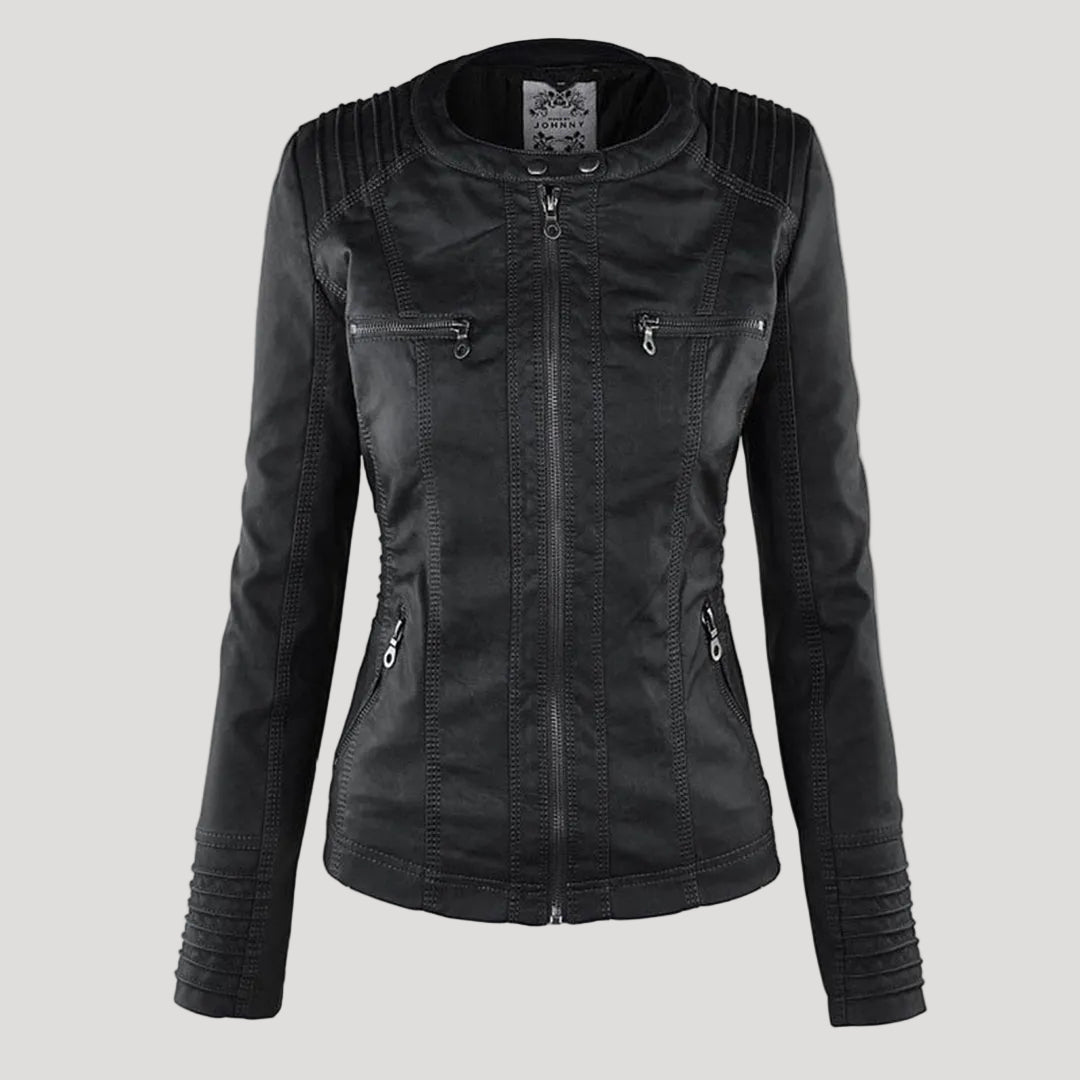 Women's Hooded Faux Leather Jacket