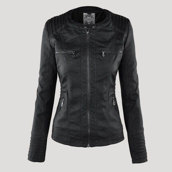 Women's Hooded Faux Leather Jacket